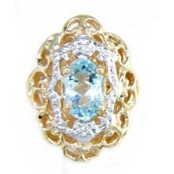 N339 14K AQUAMARINE 2 DIAMOND SLIDE 